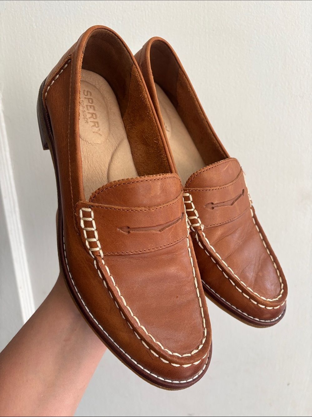 Sperry Women's Chestnut Brown Leather Penny Loafers - Picture 3 of 8
